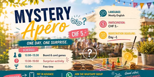 \ud83c\udfad Mystery Ap\u00e9ro Bern | Every Meetup Is a Brand-New Experience