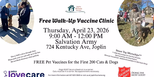 FREE Walk-Up Community Pet Vaccine Clinic