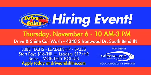 Drive & Shine Hiring Event -  South Bend\/Mishawaka