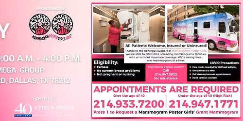 FREE MAMMOGRAMS! AUGUST, 2026 Two-Fer Tuesday hosted AZTECA-OMEGA GROUP