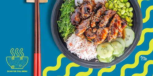 I fish poke and Hawaiian bbq