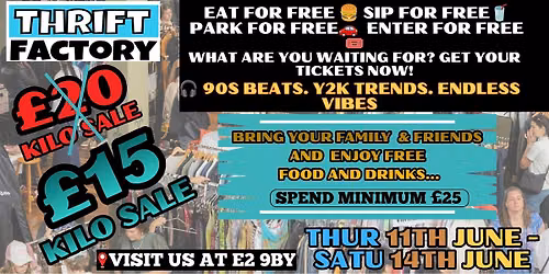 East London Vintage Kilo Sale | \u00a315\/KG Thrift Event | 11TH\u201314th June Only