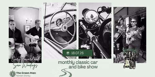 Monthly Car & Bike Show with music by Gary Toward and Sam Woodings & Moonshiners