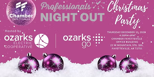 View event webpage Chamber Fayetteville Christmas Party Sponsored by Ozarks Electric | Ozarks Go