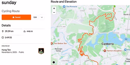 black mt > arbo > zoo > curtin shops (30km, 446vm)