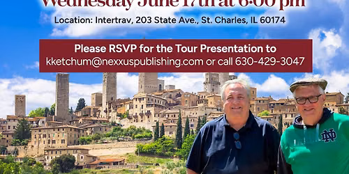 Please RSVP for Justa Coupla Guys Exquisite Tuscany and Rome Tour Presentation