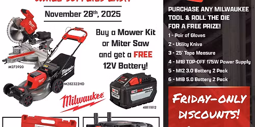 Milwaukee Black Friday Sale \u2013 Mead Lumber Kearney