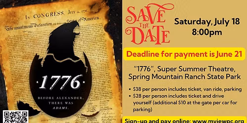 "1776" at Super Summer Theatre - Ticket Purchase Deadline
