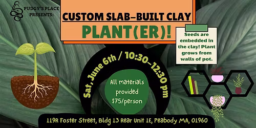 Seed Embedded Custom Planters (Slab-Building Clay) 6\/6 from 10:30am-12:30pm