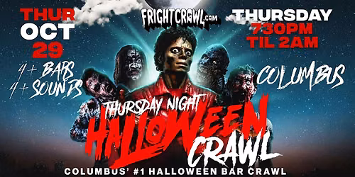 The Fright Crawl | Columbus Halloween Bar Crawl 2026 | Thurs, Oct. 29
