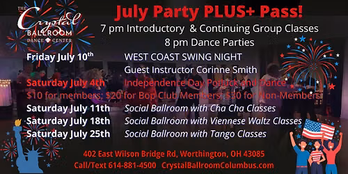July Ballroom Dance Classes and Parties