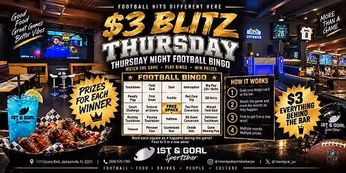 $3 EVERYTHING & Football B I N G O Thursdays