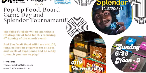 Pop-up Food and Board Game Day and Splendor Tournament!