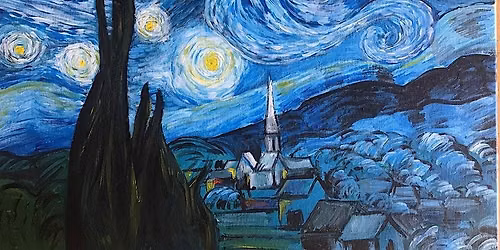 Paint n Chill Sat 3pm with Free Drink +10% Off Food - Van Gogh Starry Night