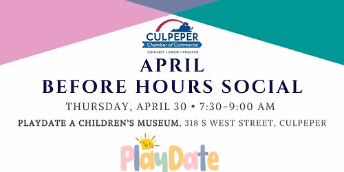 April BEFORE Hours Networking Social at PlayDate Children\u2019s Museum