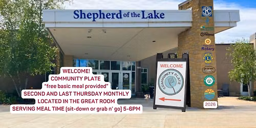 COMMUNITY PLATE - SECOND AND LAST THURSDAY MONTHLY 2026