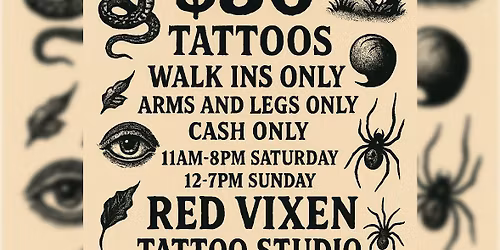 Get Inked, Give Thanks Flash Tattoos