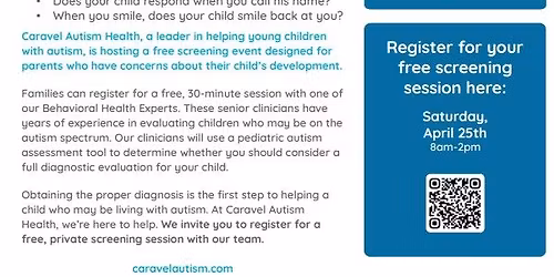 Free Autism Screening Event- Iowa City