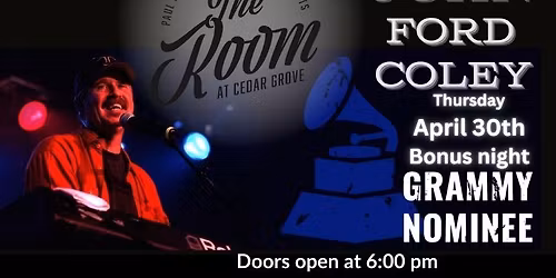 Legendary John Ford Coley Bonus show at The Room April 30th