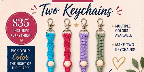 Macrame propagation station or two macram\u00e9 keychains Class