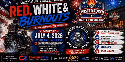 Red, White & Burnouts at Twisted Torch Harley-Davidson
