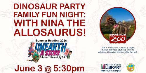 Family Fun Night: Dinosaur Party with Nina the Allosaurus!