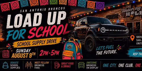 \ud83c\udf92 Stuff the Bronco: School Supply Drive & Meet-Up \ud83c\udf92