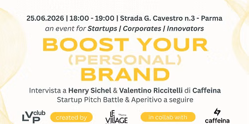 BOOST YOUR (PERSONAL) BRAND: an event for Startups, Corporates & Innovators