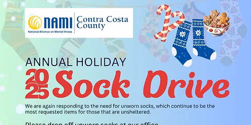 NAMI CC Annual Holiday 2025 Sock Donation Drive and Homeless Outreach