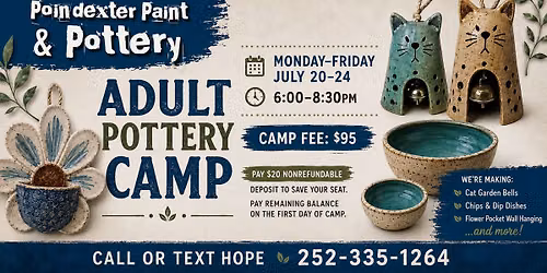 Adult Pottery Camp ages 16+