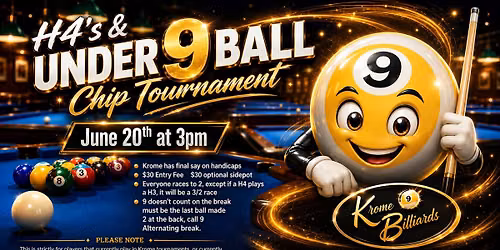 H4's & under 9 Ball Chip Tournament