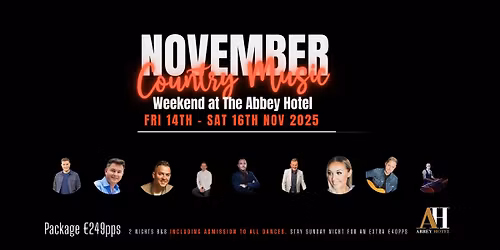November Country Music Weekend Abbey Hotel Donegal