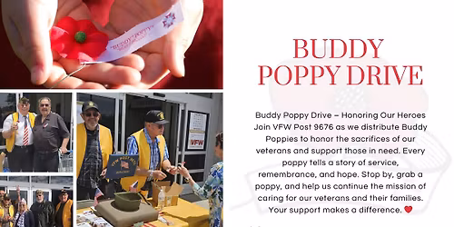 VFW Post 9676 Buddy Poppy Drive \u2013 2026 Memorial Day Weekend