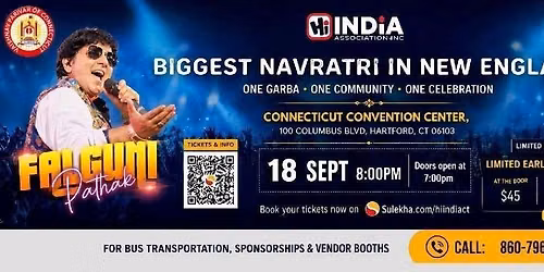 Bus Transportation (Round Trip) for Falguni Pathak Dandiya Dhoom 2026 in Hartford