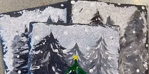 *New* Holiday Tree Slate Coaster Set Paint & Sip Event