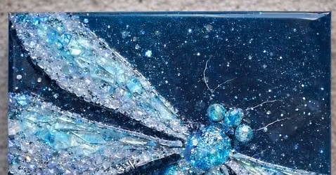 Dragon Fly Crushed Glass Canvas