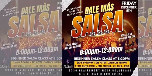 DALE M\u00c1S SALSA SOCIAL. FRIDAY DECEMBER 5TH