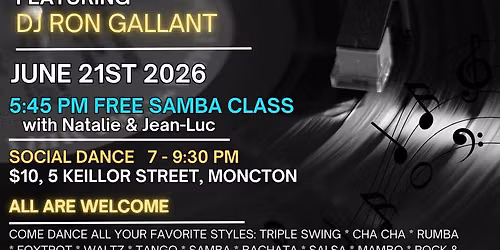 Sunday Evening SUMMER Social Dance with DJ Ron Gallant @ 5 Keillor Street (Moncton)