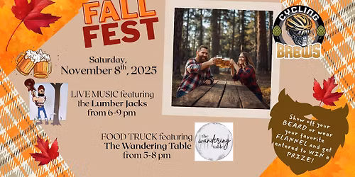 Fall Fest @ Cycling Brews-Live Music by The Lumbarjacks Band & The Wandering Table Food Truck