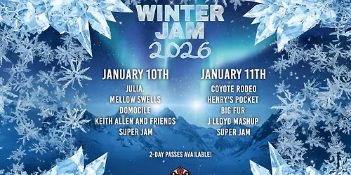 Winter Jam feat Keith Allen & Friends, Domocile, Mellow Swells & Julia