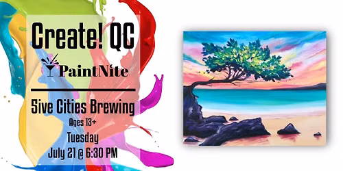 Paint Nite at Five Cities Brewing: Beach Bonsai