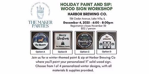 Holiday Paint and Sip: Wood Sign Workshop