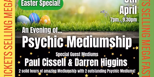 Psychic Mediumship Easter Special with 2 Mediums at Cosham Social Club, Portsmouth (10 tickets left)