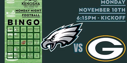 MNF \u2022 Football BINGO \u2022 Eagles vs Packers