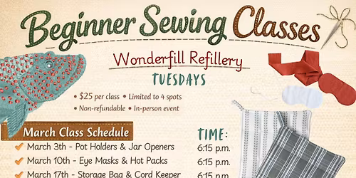 Beginner Sewing Classes (Tuesdays) Make & Take Products