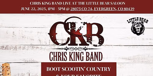 CHRIS KING BAND AT THE PLATTE RIVER BAR AND GRILL 12:30 - 4:30