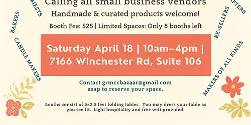GRMCC Spring Bazaar