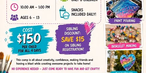SassyJ's Kids Art Camp, June 15th - 18th.