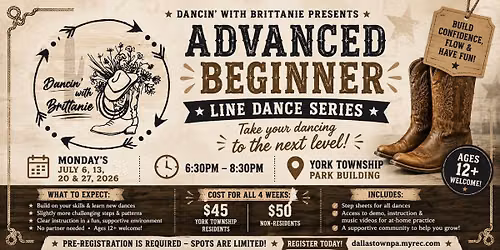 York Township 4-Week Advanced Beginner Line Dance Lesson Series