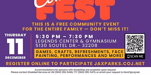 JaxParks Holiday Community Fest at Legends Center & Gymnasium